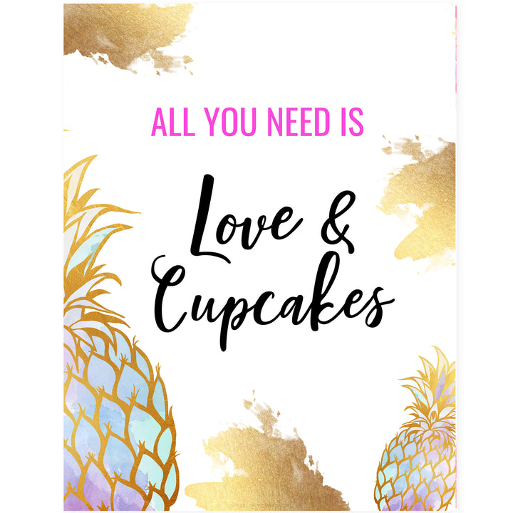 Love & A Cupcake Sign - Gold Pineapple