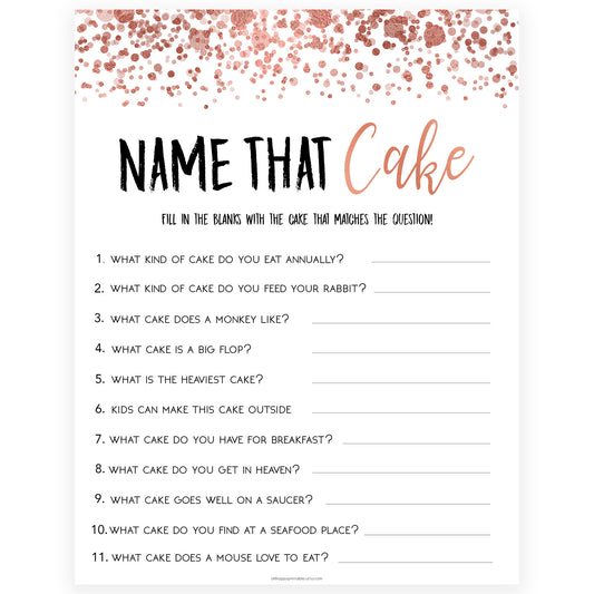 Name that Cake Game - Rose Gold Foil