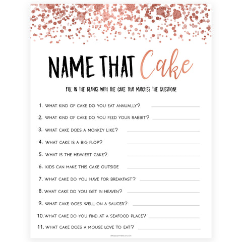 Name that Cake Game - Rose Gold Foil