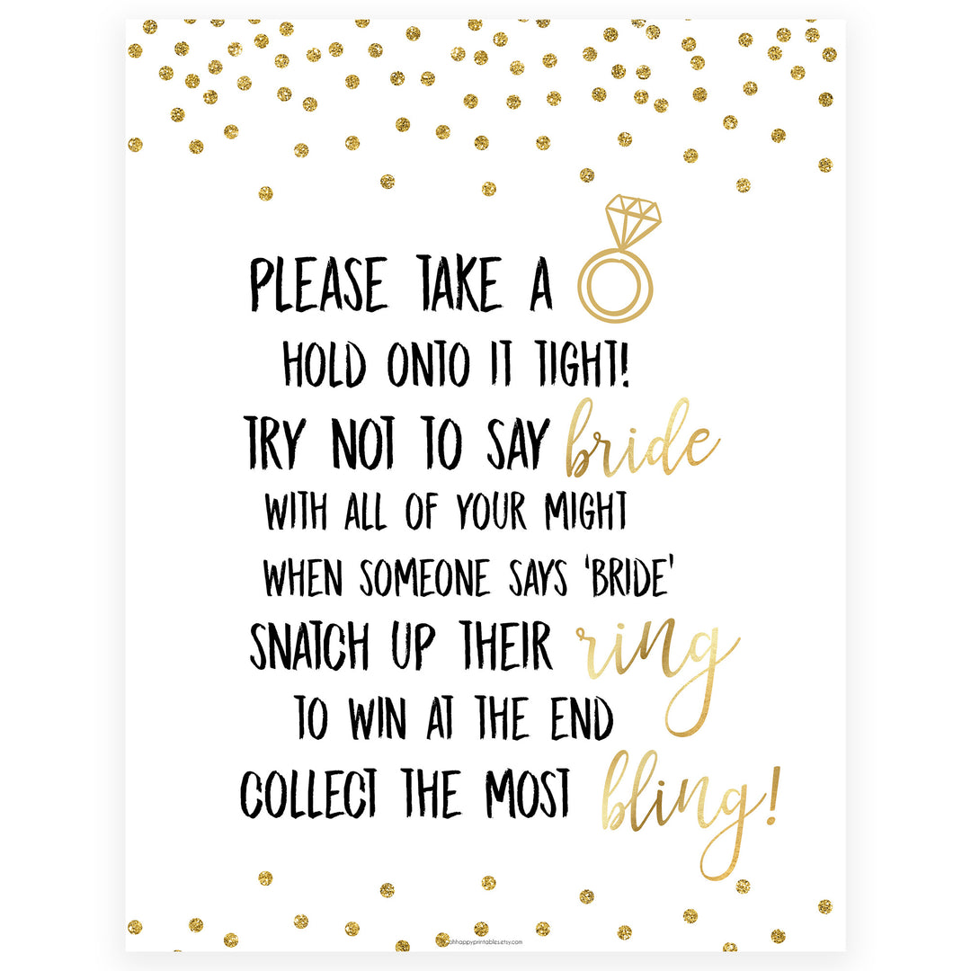 ring hunt game, Printable bridal shower games, gold glitter bridal shower, gold glitter bridal shower games, fun bridal shower games, bridal shower game ideas, gold glitter bridal shower