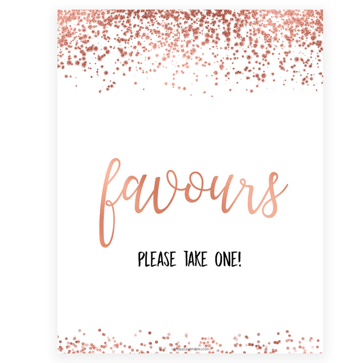 Favors Sign - Rose Gold Foil