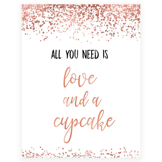 Love & A Cupcake Sign - Rose Gold Foil