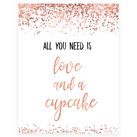 Love & A Cupcake Sign - Rose Gold Foil
