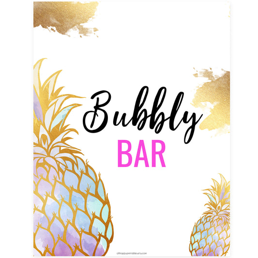 Bubbly Bar Sign - Gold Pineapple