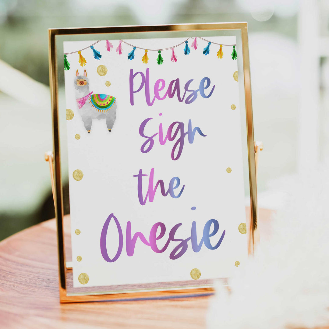 sign the onesie game, baby onesie station,  Printable baby shower games, llama fiesta fun baby games, baby shower games, fun baby shower ideas, top baby shower ideas, Llama fiesta shower baby shower, fiesta baby shower ideas