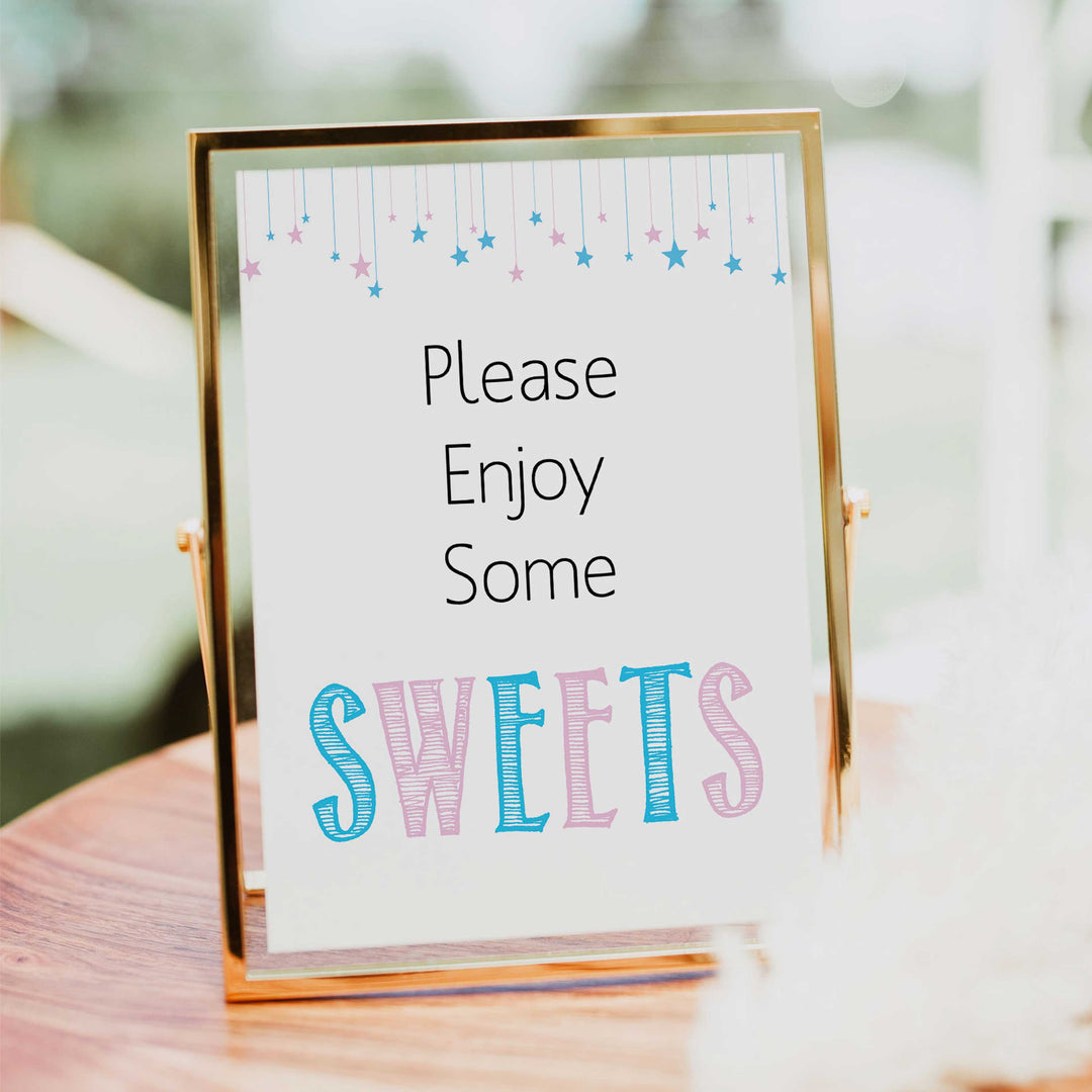 Gender reveal baby signs, sweets baby signs, baby shower signs, baby shower decor, gender reveal ideas, top baby shower ideas, printable baby signs