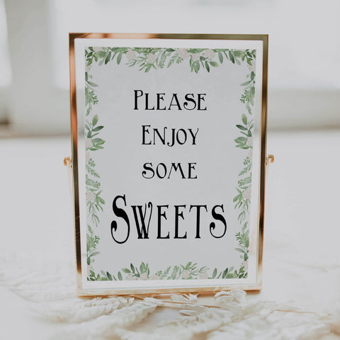 sweets baby table signs, Printable baby table signs, baby shower table signs, botanical baby table signs, baby shower decor, fun baby decor, printable baby decor