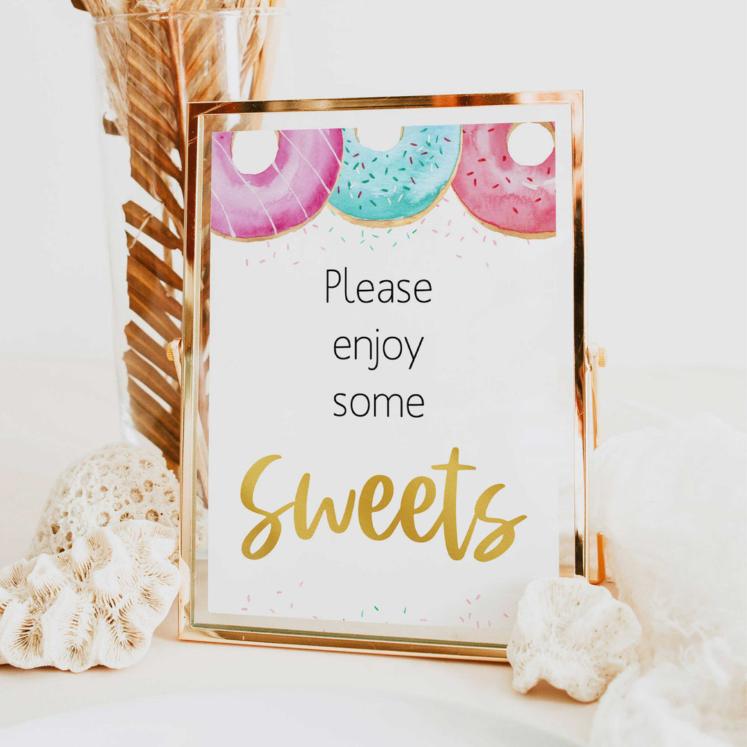 sweets baby table sign, Donut baby decor, printable baby table signs, printable baby decor, baby sprinkles table signs, fun baby signs, baby donut fun baby table signs