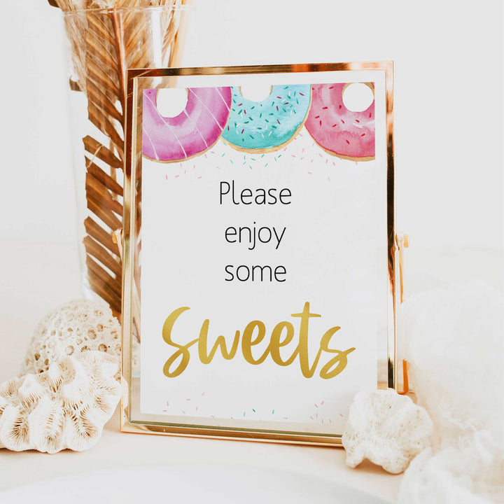 sweets baby table sign, Donut baby decor, printable baby table signs, printable baby decor, baby sprinkles table signs, fun baby signs, baby donut fun baby table signs