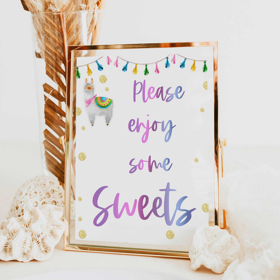sweets baby table signs, Llama fiesta baby decor, printable baby table signs, printable baby decor, baby llama fiesta table signs, fun baby signs, baby llama fiesta fun baby table signs