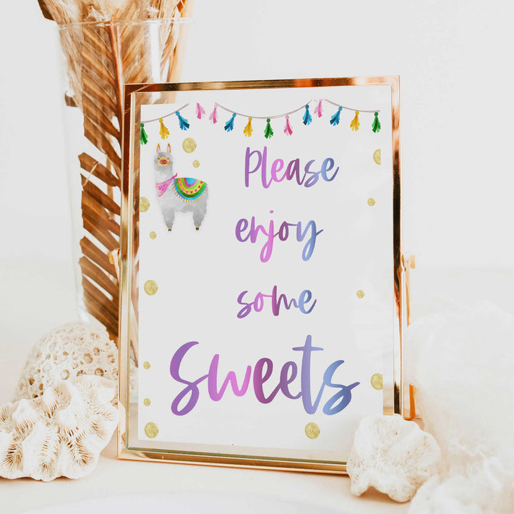 sweets baby table signs, Llama fiesta baby decor, printable baby table signs, printable baby decor, baby llama fiesta table signs, fun baby signs, baby llama fiesta fun baby table signs