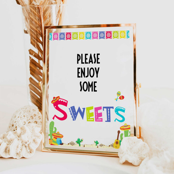 sweets baby shower table signs, sweets baby signs, Mexican fiesta baby decor, printable baby table signs, printable baby decor, baby Mexican fiesta table signs, fun baby signs, baby fiesta fun baby table signs
