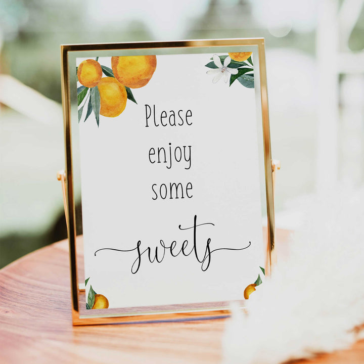 sweets baby shower table sign, Little cutie baby decor, printable baby table signs, printable baby decor, baby little cutie table signs, fun baby signs, baby little cutie fun baby table signs, citrus baby shower signs,