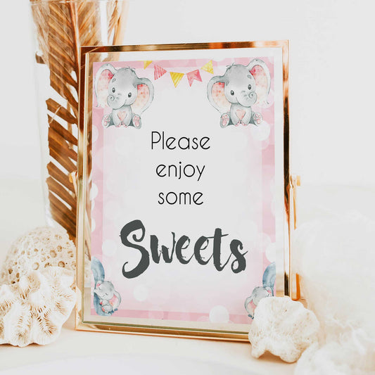 sweets baby table signs, sweets baby table decor, Pink elephant baby decor, printable baby table signs, printable baby decor, pink table signs, fun baby signs, fun baby table signs