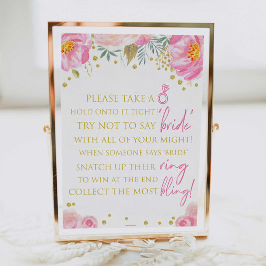 please take a ring game, printable bridal shower games, blush floral bridal shower games, fun bridal shower games