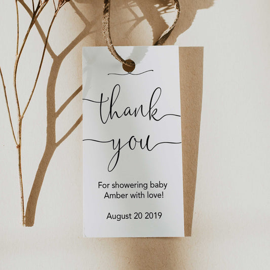 baby thank you tags, printable baby thank you tags, editable baby thank you tags, minimalist baby thank you tags, minimalist baby shower decor