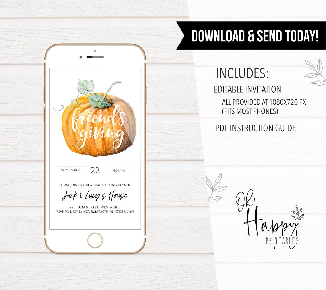 EDITABLE Friendsgiving Invitation Template - Thanksgiving