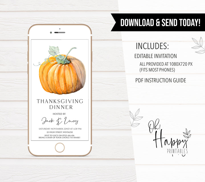 editable thanksgiving invite, einvite, thanksgiving invitation, cell evite