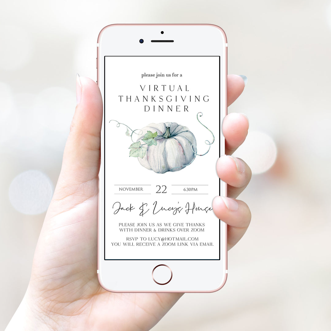 virtual thanksgiving invitation, cell invite, einvite, thanksgiving, editable thanksgiving invite