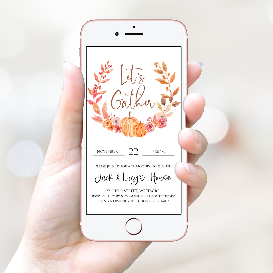 thanksgiving invitation, cell invite, einvite, thanksgiving, editable thanksgiving invite