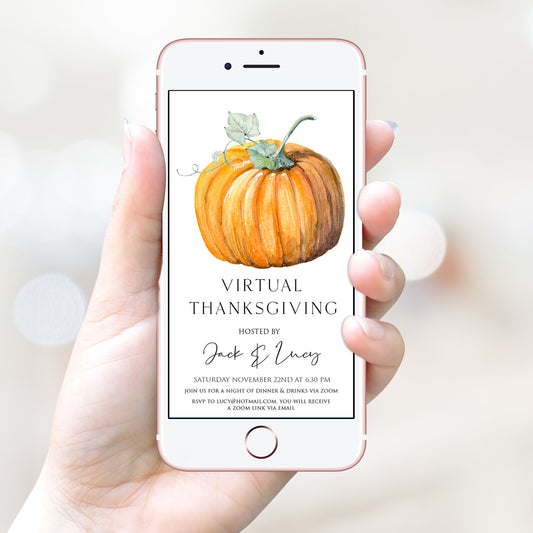 virtual thanksgiving invitation, cell invite, einvite, thanksgiving, editable thanksgiving invite