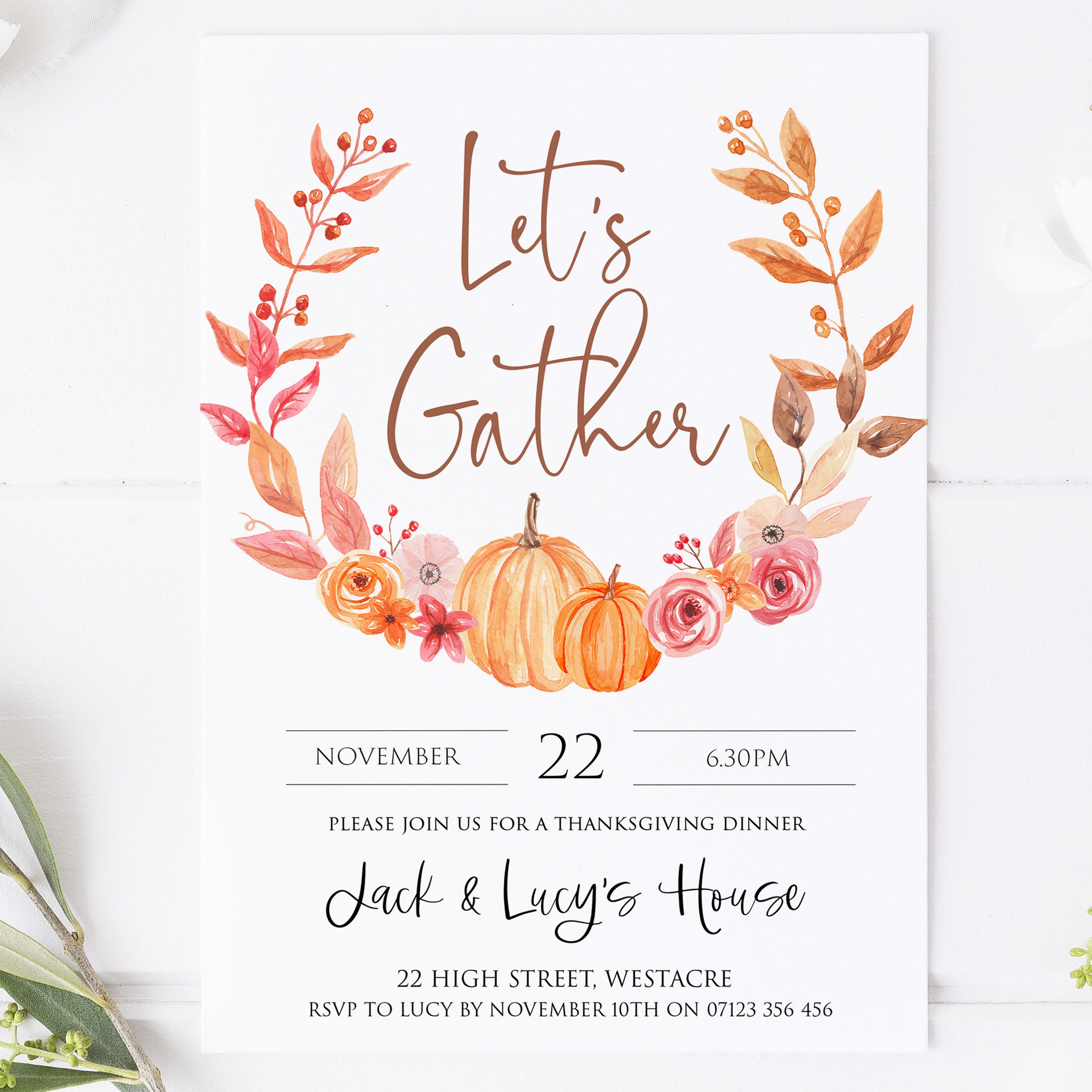 thanksgiving5 lets gather thanksgiving invitation | thanksgiving invitations