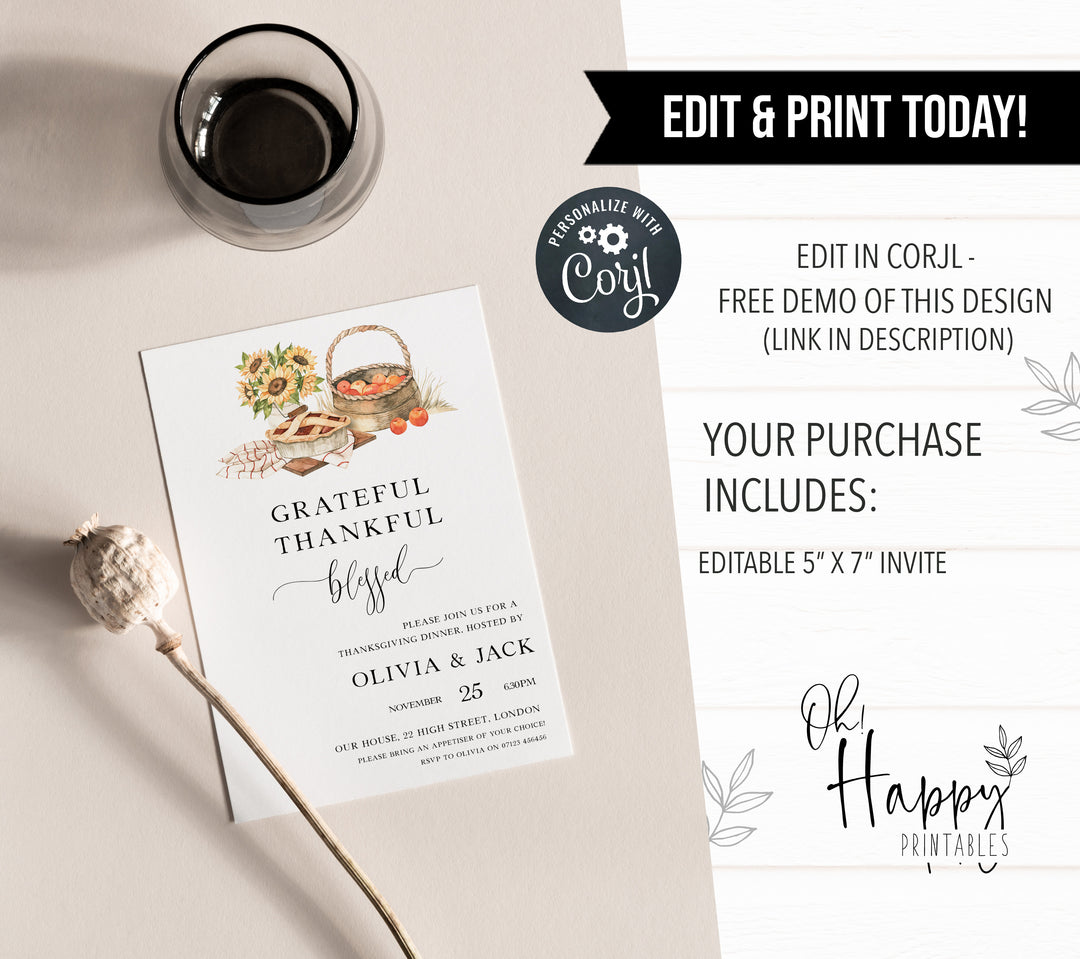editable thanksgiving invitations, printable thanksgiving invitations, thanksgiving invites, friendsgiving invitations, thanksgiving feast