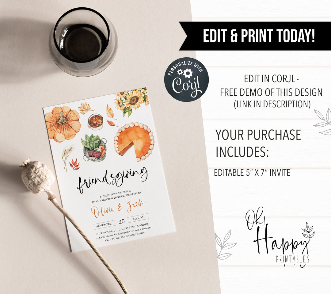editable thanksgiving invitations, printable thanksgiving invitations, thanksgiving invites, friendsgiving invitations, thanksgiving feast