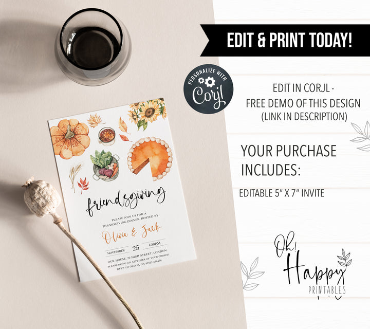 editable thanksgiving invitations, printable thanksgiving invitations, thanksgiving invites, friendsgiving invitations, thanksgiving feast