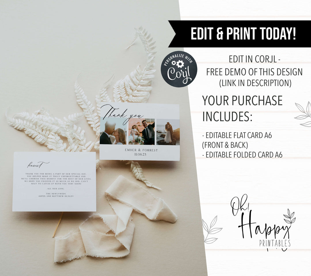 editable thank you wedding card, printable thank you card, CALLIGRAPHY editable wedding invitation suite, editable wedding stationery, printable wedding stationery, modern wedding items, wedding save the dates