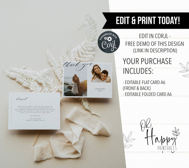 editable thank you card, printable wedding thank you card, CALLIGRAPHY editable wedding invitation suite, editable wedding stationery, printable wedding stationery, modern wedding items, wedding save the dates