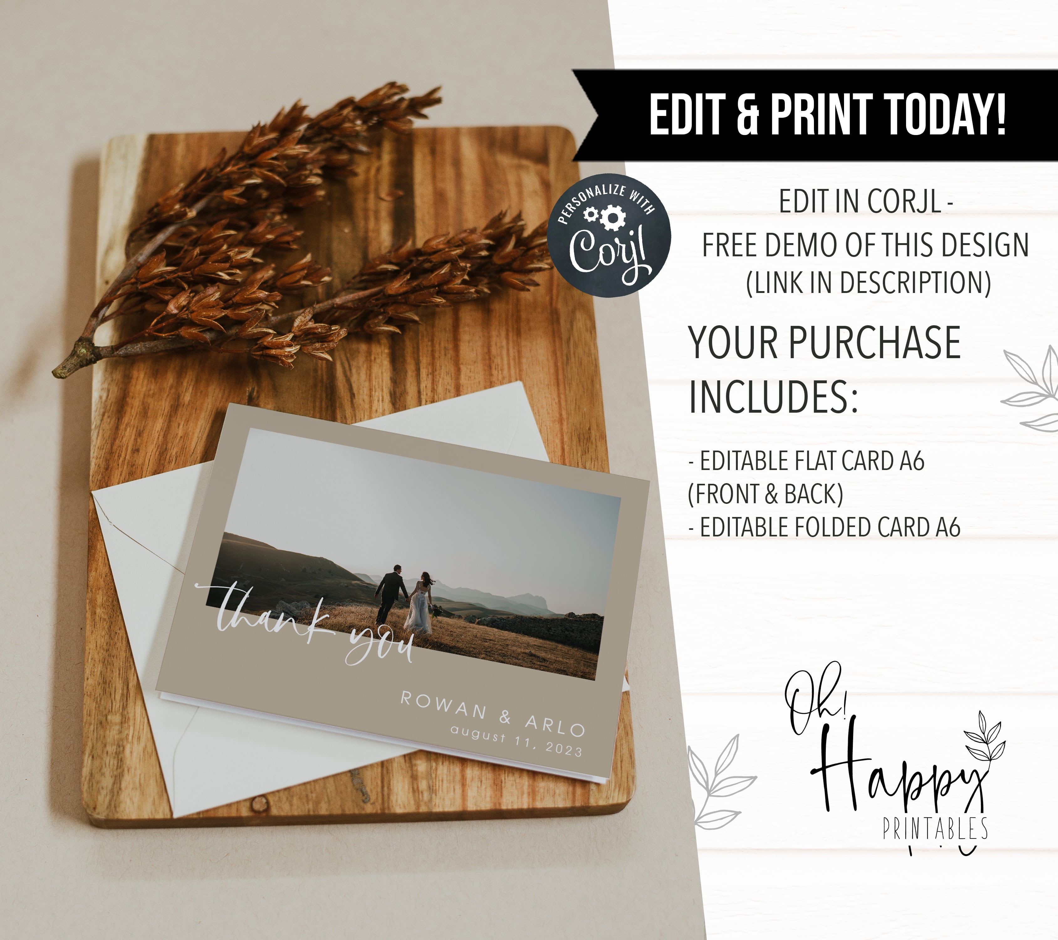 editable wedding thank you card, printable wedding thank you card, CALLIGRAPHY editable wedding invitation suite, editable wedding stationery, printable wedding stationery, modern wedding items, wedding save the dates
