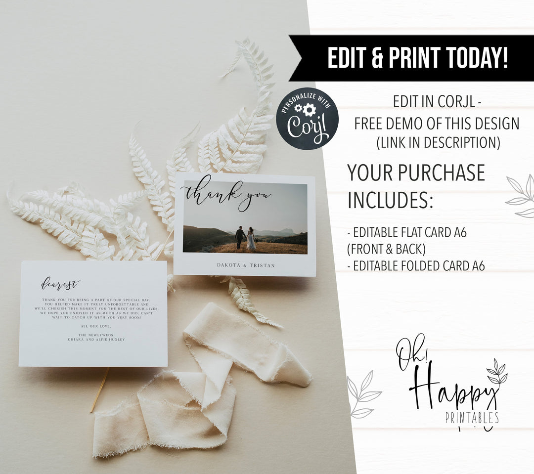 editable thank you card, printable thank you card, CALLIGRAPHY editable wedding invitation suite, editable wedding stationery, printable wedding stationery, modern wedding items, wedding save the dates