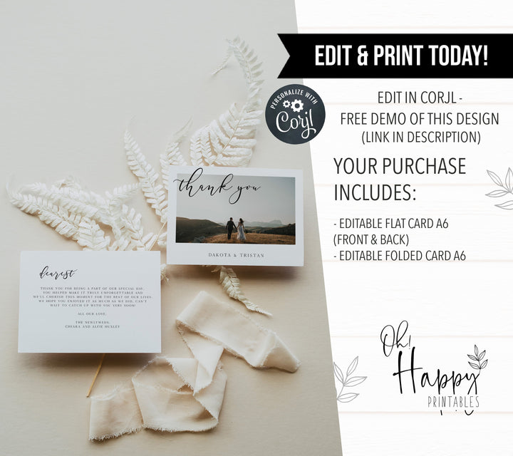 editable thank you card, printable thank you card, CALLIGRAPHY editable wedding invitation suite, editable wedding stationery, printable wedding stationery, modern wedding items, wedding save the dates