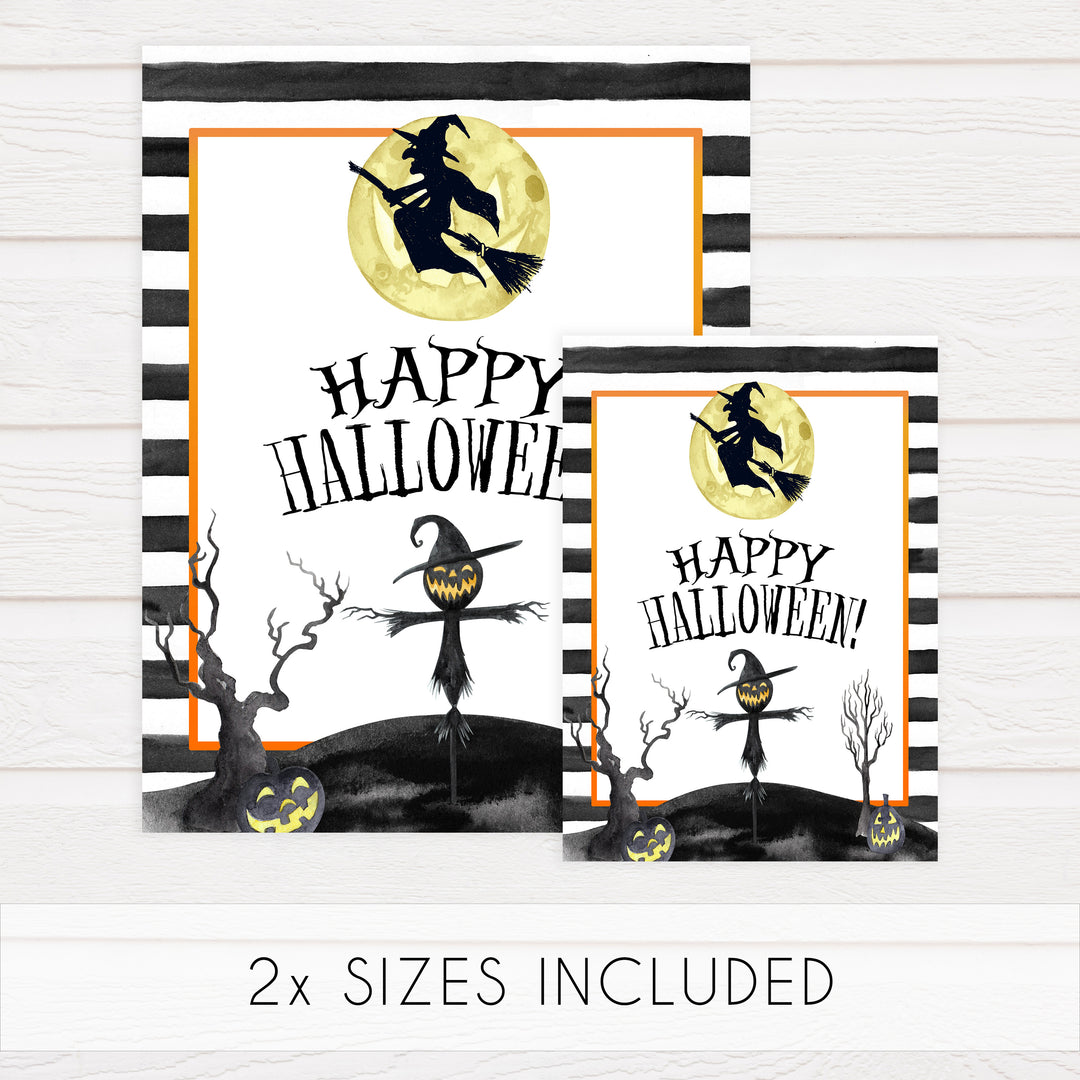 happy halloween sign, halloween table signs, printable halloween table signs, spooky halloween decor, halloween decor