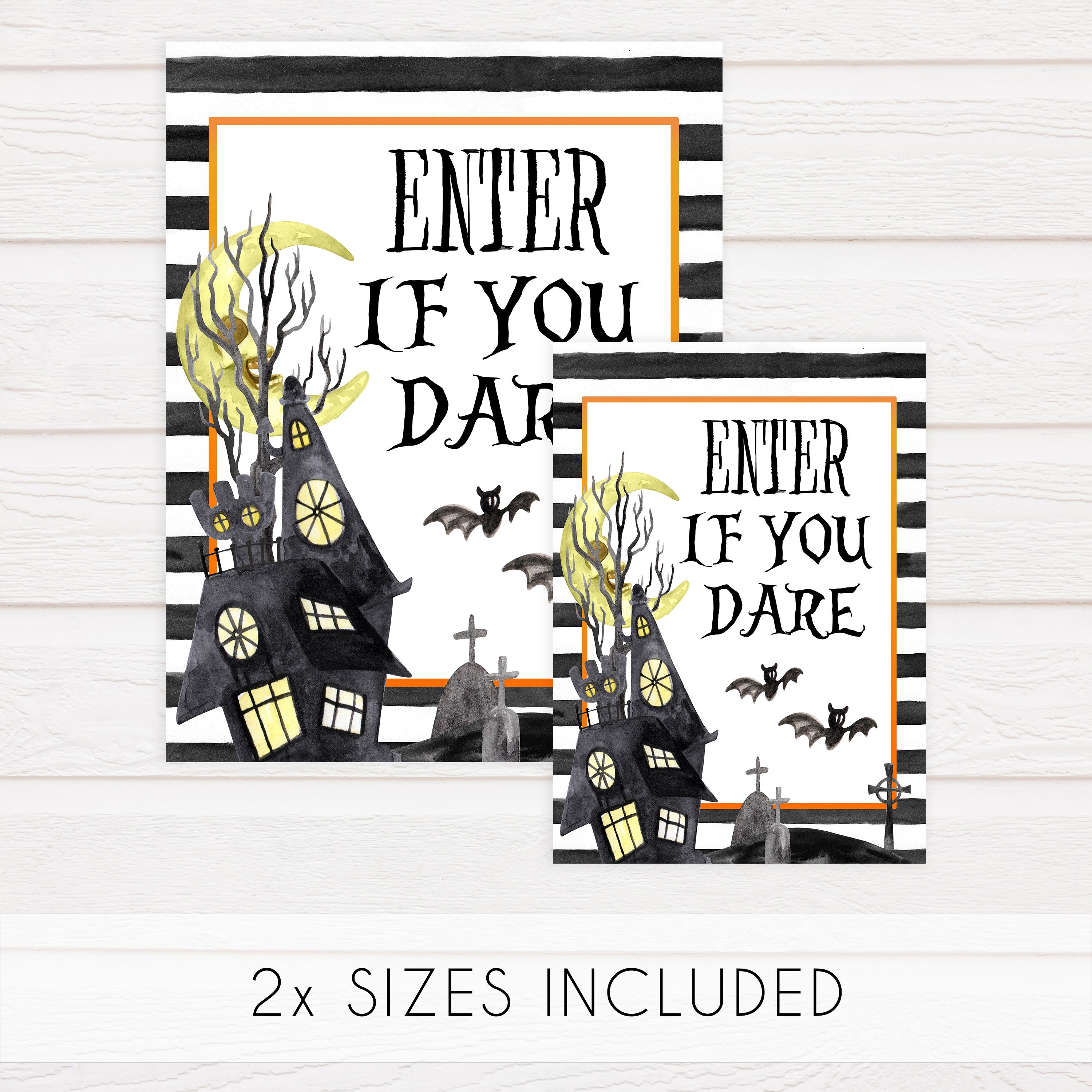 enter if you dare sign, halloween table signs, printable halloween table signs, spooky halloween decor, halloween decor