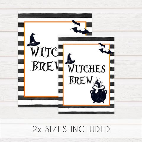 witches brew table sign, halloween table signs, printable halloween table signs, spooky halloween decor, halloween decor