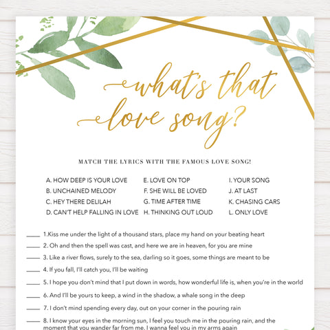 whats that love song game, love song guessing game, Printable bridal shower games, friends bridal shower, friends bridal shower games, fun bridal shower games, bridal shower game ideas, floral bridal shower