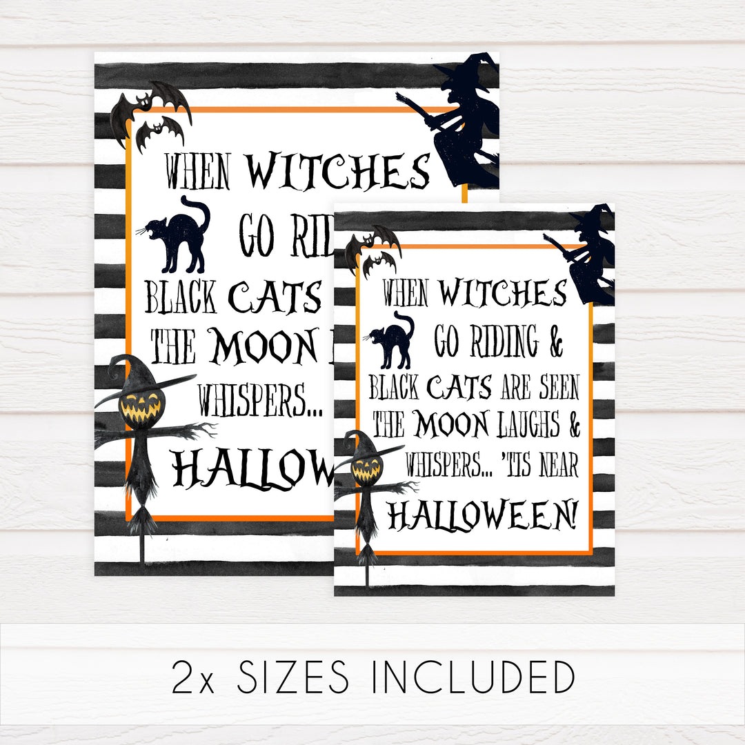 witches go riding, halloween table signs, printable halloween table signs, spooky halloween decor, halloween decor
