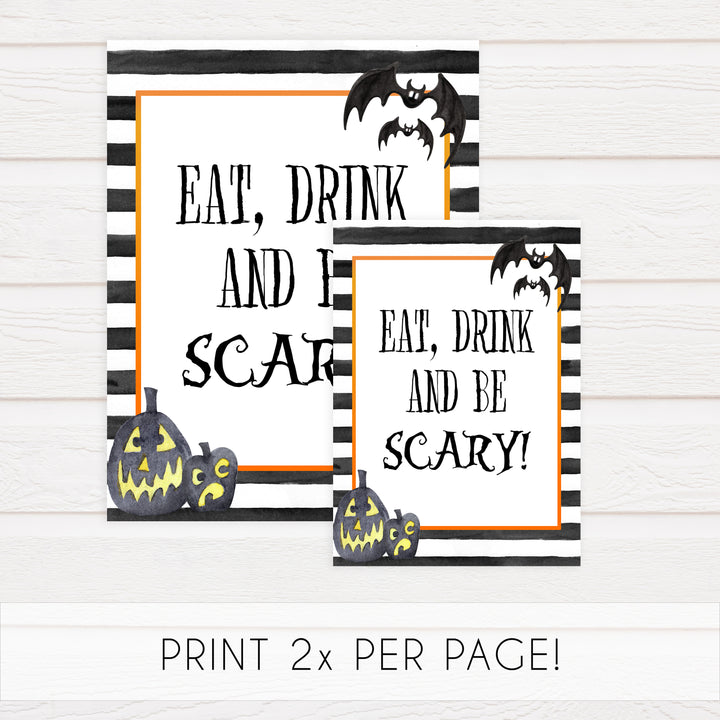 be scary table sign, halloween table signs, printable halloween table signs, spooky halloween decor, halloween decor