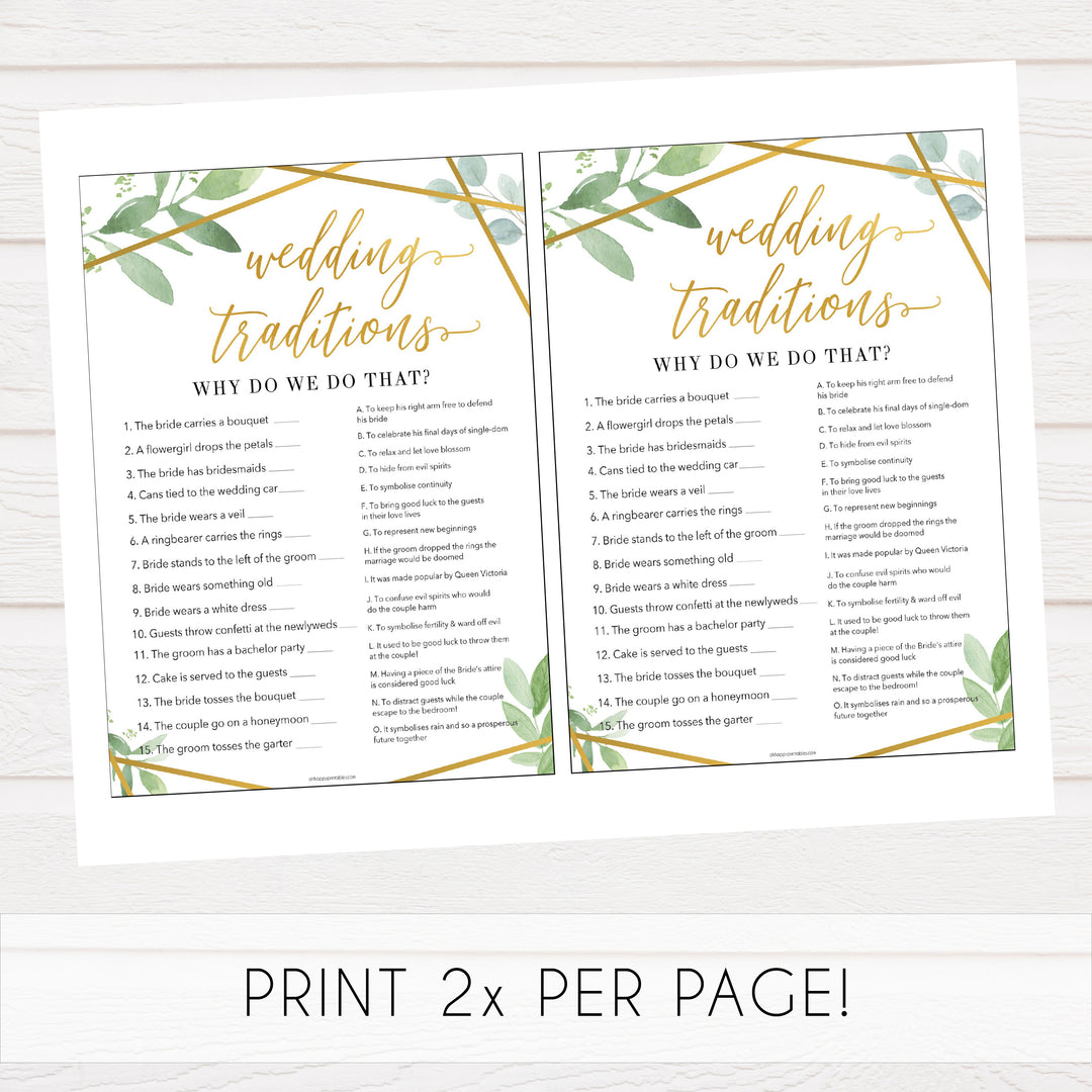 wedding traditions bridal game, Printable bridal shower games, gold floral bridal shower, gold glitter bridal shower games, fun bridal shower games, bridal shower game ideas, gold floral bridal shower