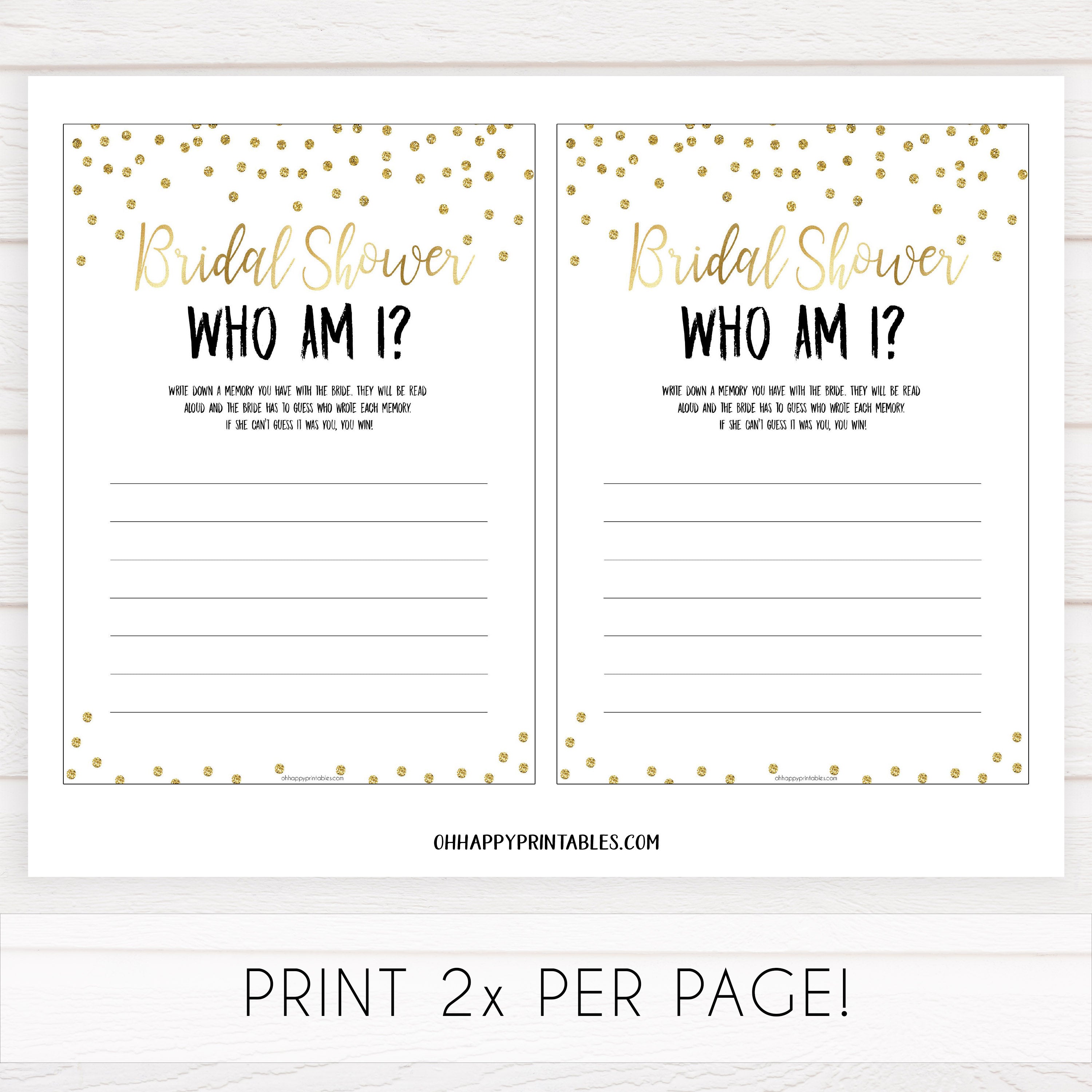 bridal who am i game, Printable bridal shower games, gold glitter bridal shower, gold glitter bridal shower games, fun bridal shower games, bridal shower game ideas, gold glitter bridal shower