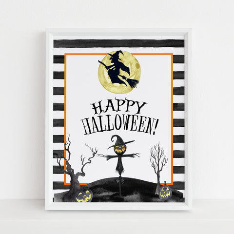 happy halloween sign, halloween table signs, printable halloween table signs, spooky halloween decor, halloween decor