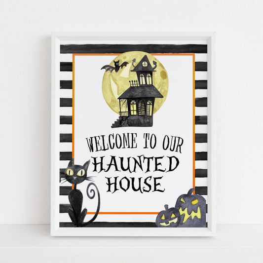 haunted house sign, halloween table signs, printable halloween table signs, spooky halloween decor, halloween decor