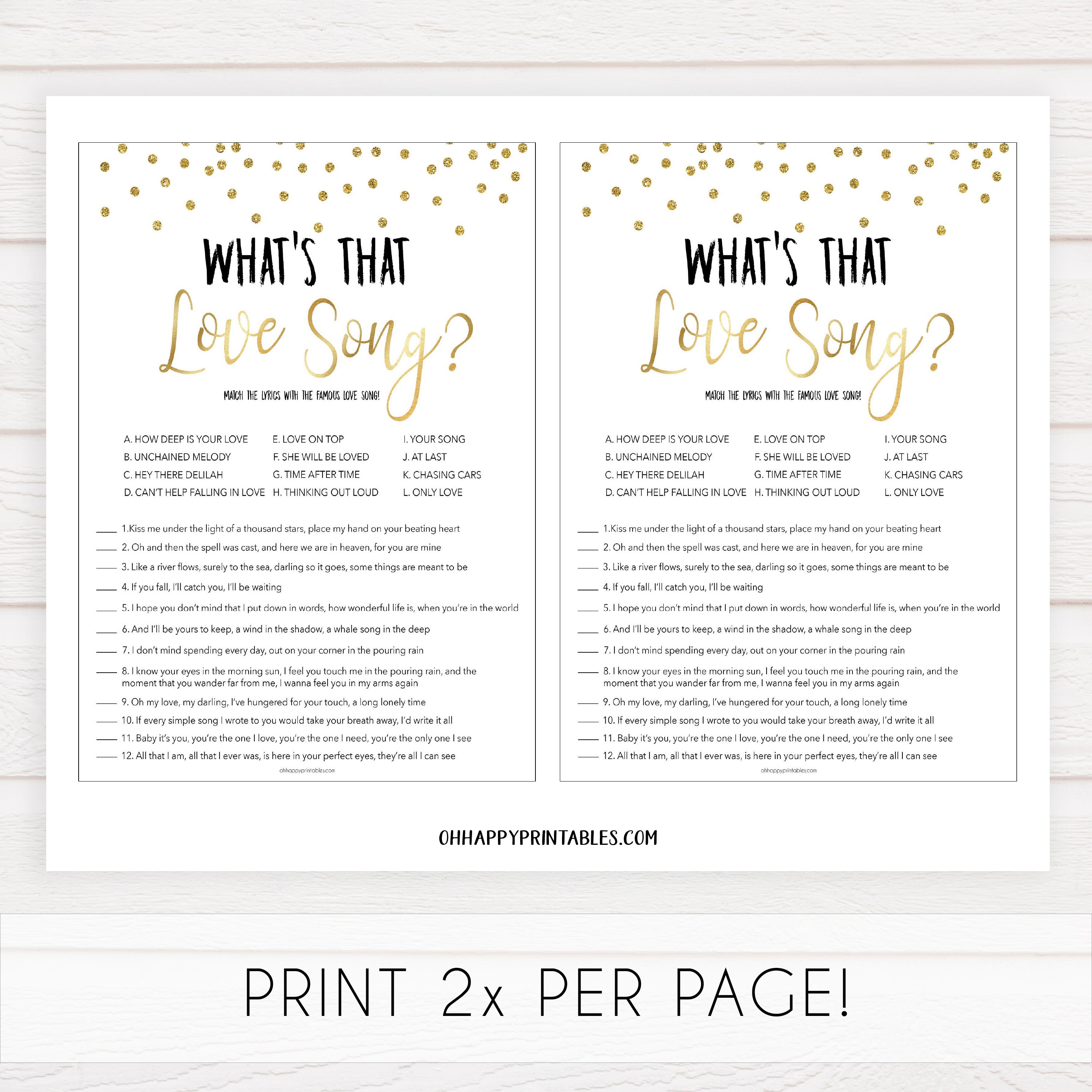 whats that love song, love song game, Printable bridal shower games, gold glitter bridal shower, gold glitter bridal shower games, fun bridal shower games, bridal shower game ideas, gold glitter bridal shower