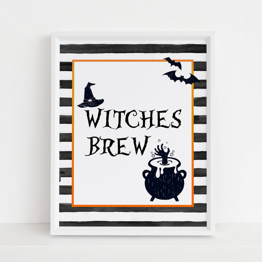 witches brew table sign, halloween table signs, printable halloween table signs, spooky halloween decor, halloween decor