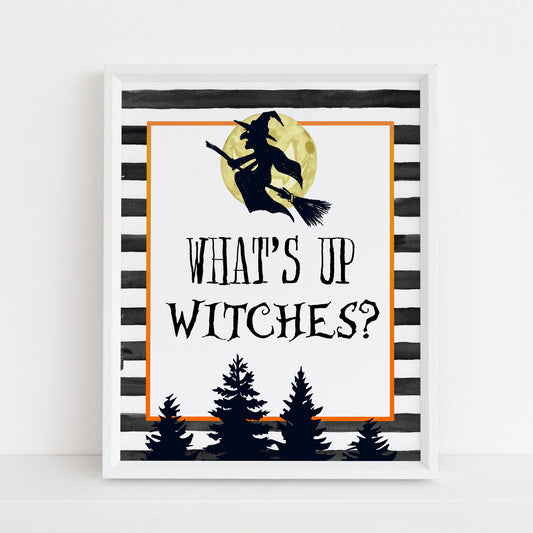 whats up witches sign, halloween table signs, printable halloween table signs, spooky halloween decor, halloween decor