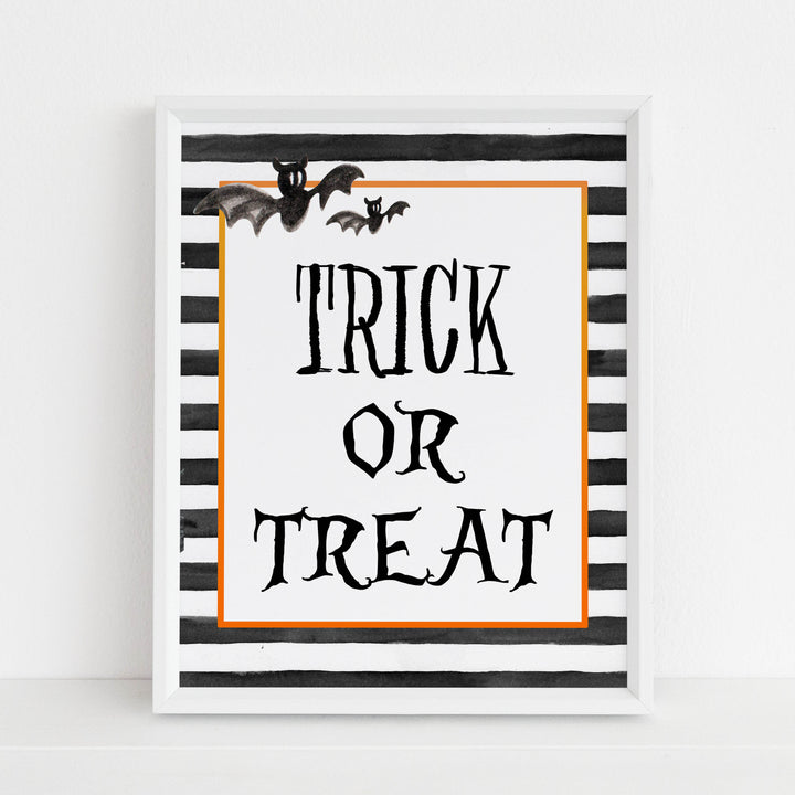 treat or treat sign, halloween table signs, printable halloween table signs, spooky halloween decor, halloween decor