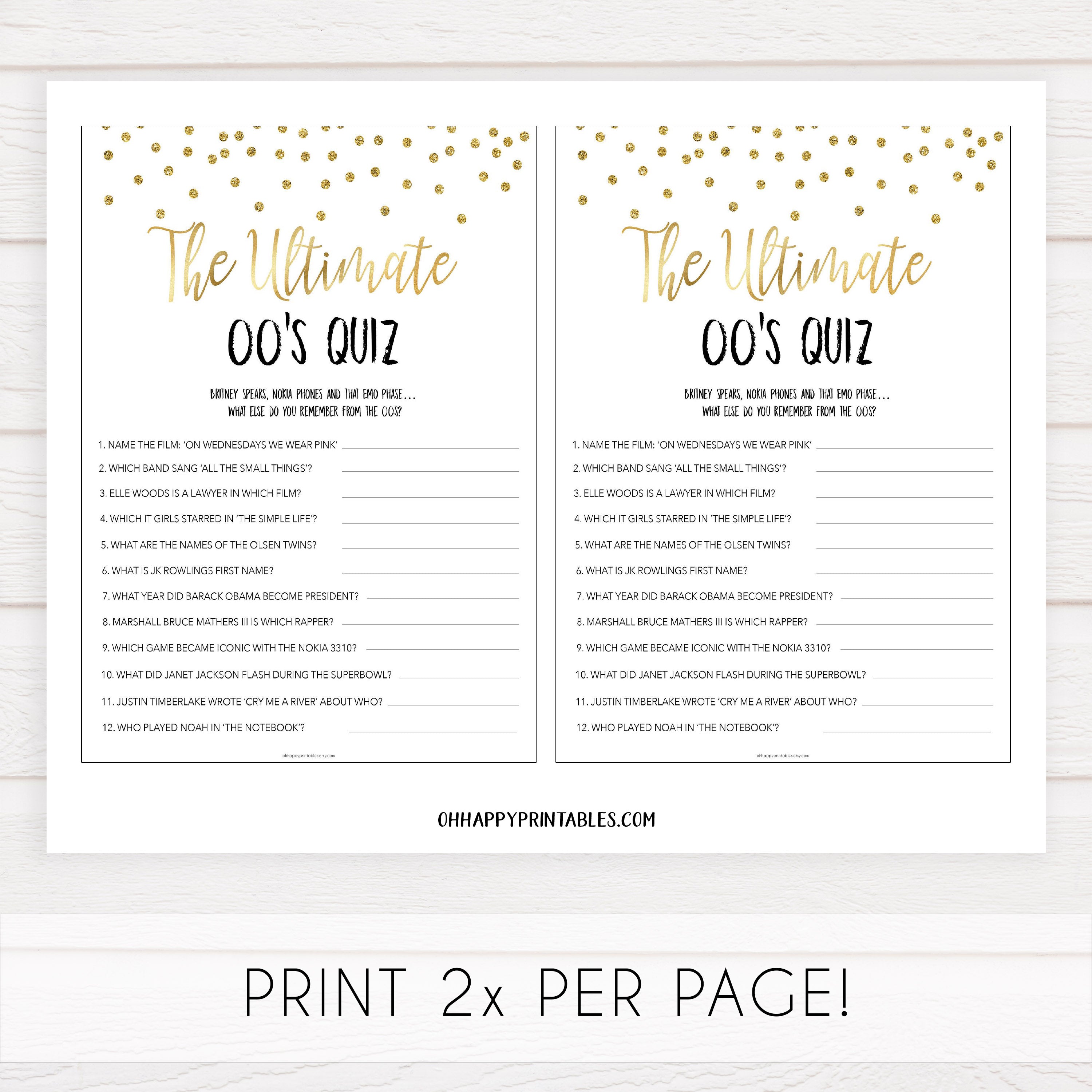 ultimate 00s quiz game, Printable bachelorette games, gold glitter bachelorette, friends hen party games, fun hen party games, bachelorette game ideas, gold glitter adult party games, naughty hen games, naughty bachelorette games