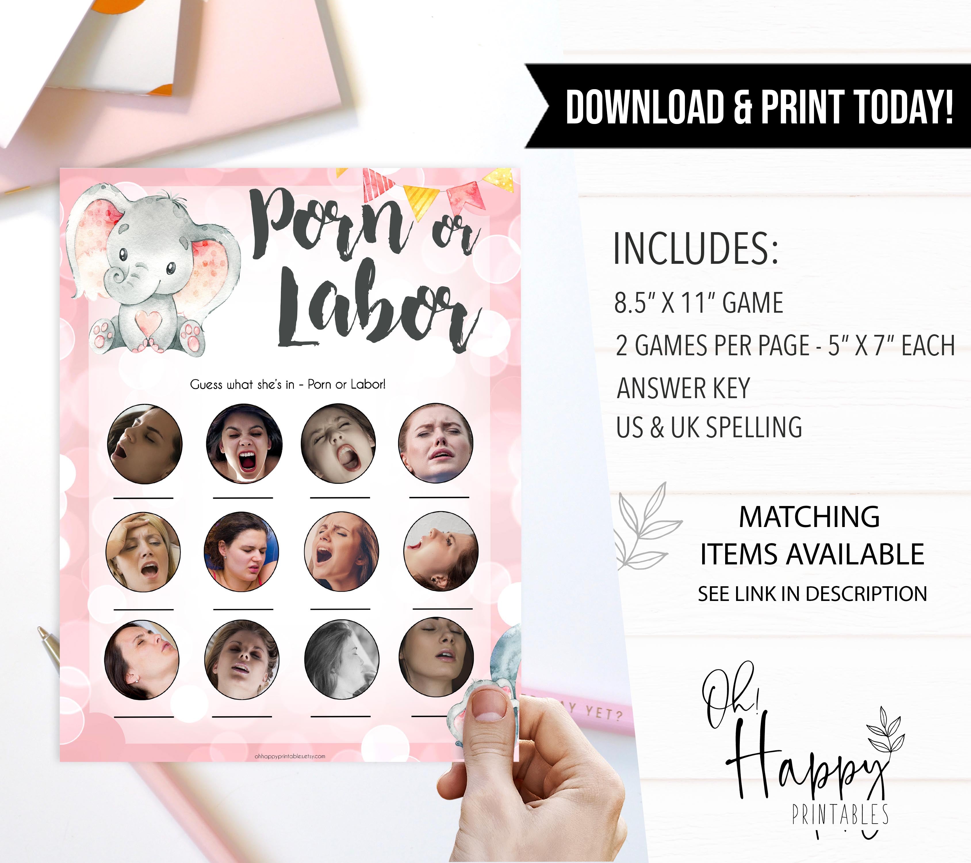 labor or porn, baby bump or beer belly, boobs or butts, Printable baby shower games, fun abby games, baby shower games, fun baby shower ideas, top baby shower ideas, pink elephant baby shower, pink baby shower ideas